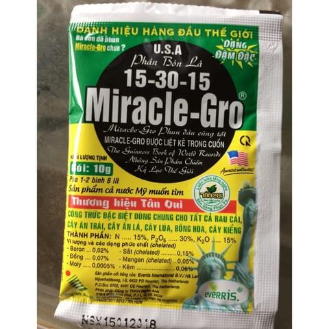 Phân bón lá Miracle – Gro chứa hàm lượng dinh dưỡng cao