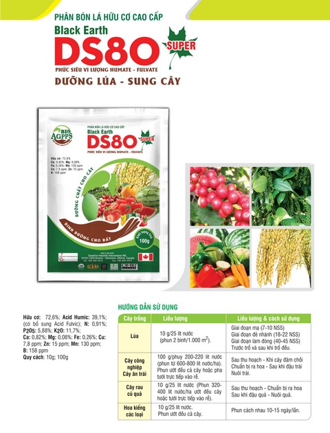 Phân bón lá DS80 chứa hàm lượng dinh dưỡng cao